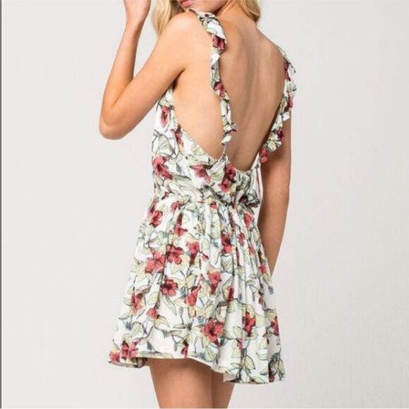 FREE PEOPLE | Dear You Cream Floral Belted Mini Dress Low Back Women’s Size S - Picture 3 of 10